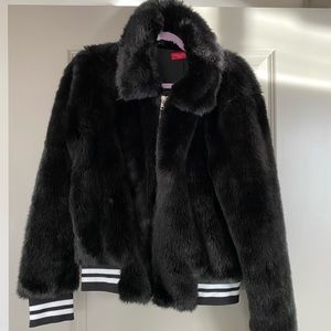 Faux fur bomber jacket